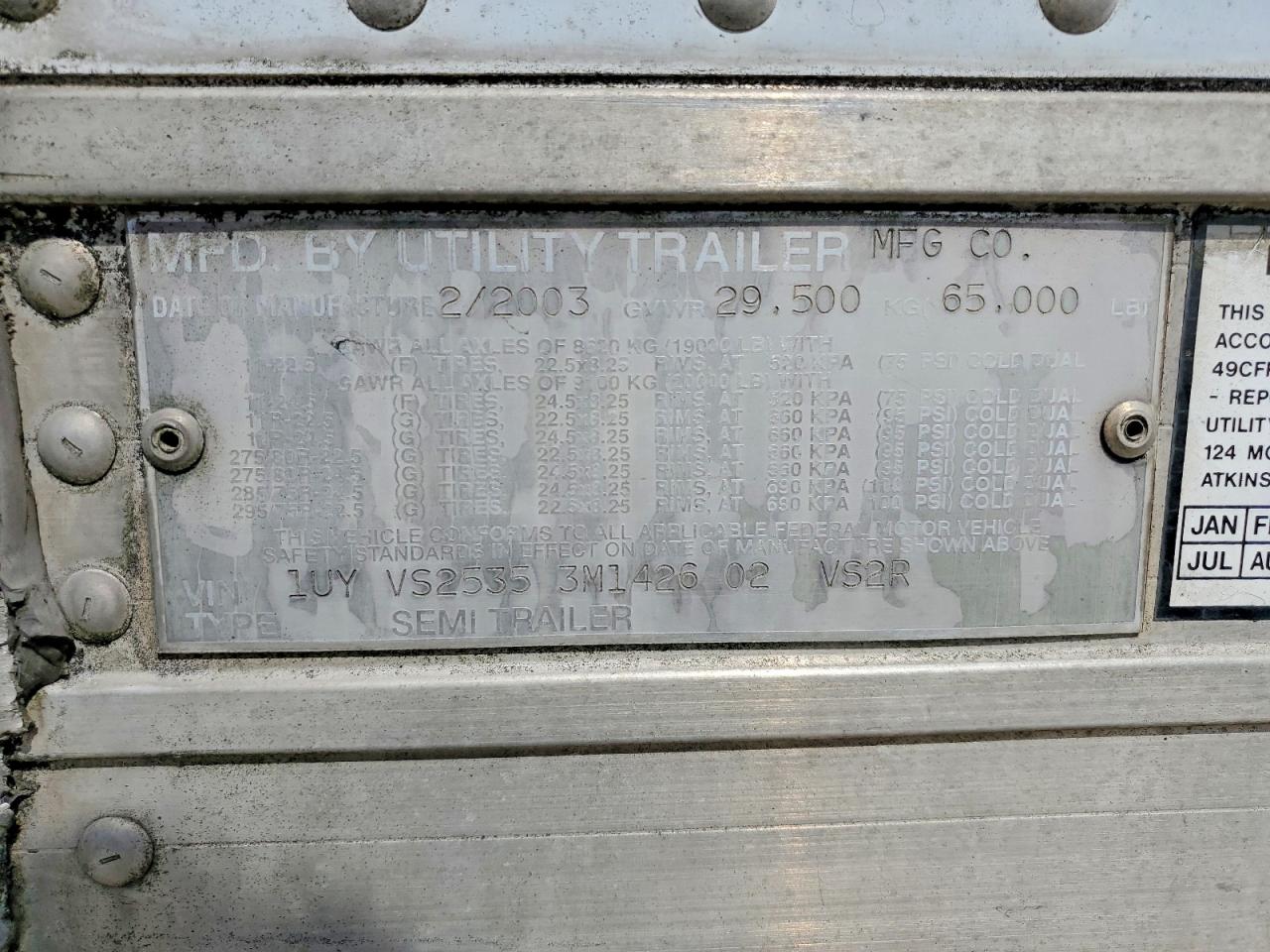 2003 UTILITY ALL Models