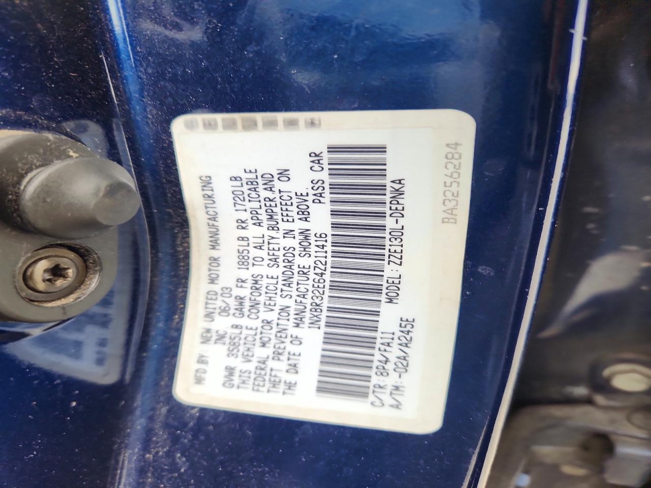 2004 TOYOTA COROLLA