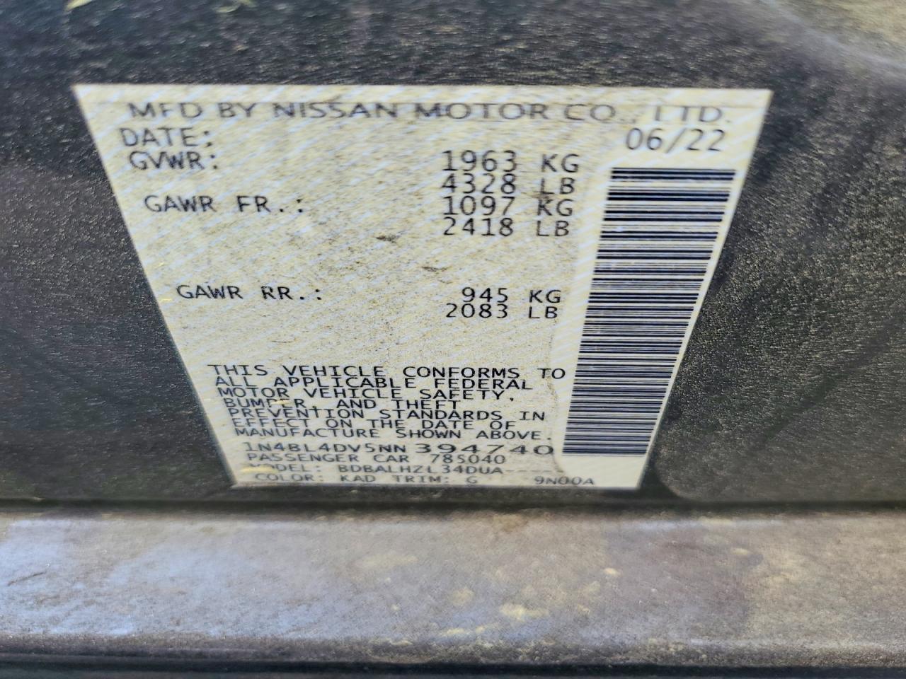 2022 NISSAN ALTIMA