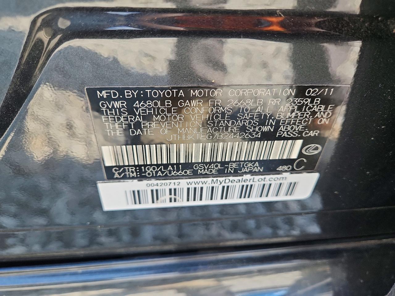 2011 LEXUS ES350