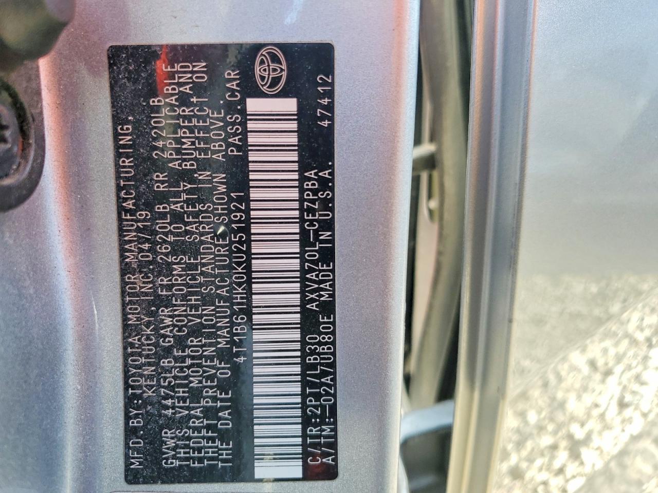2019 TOYOTA CAMRY