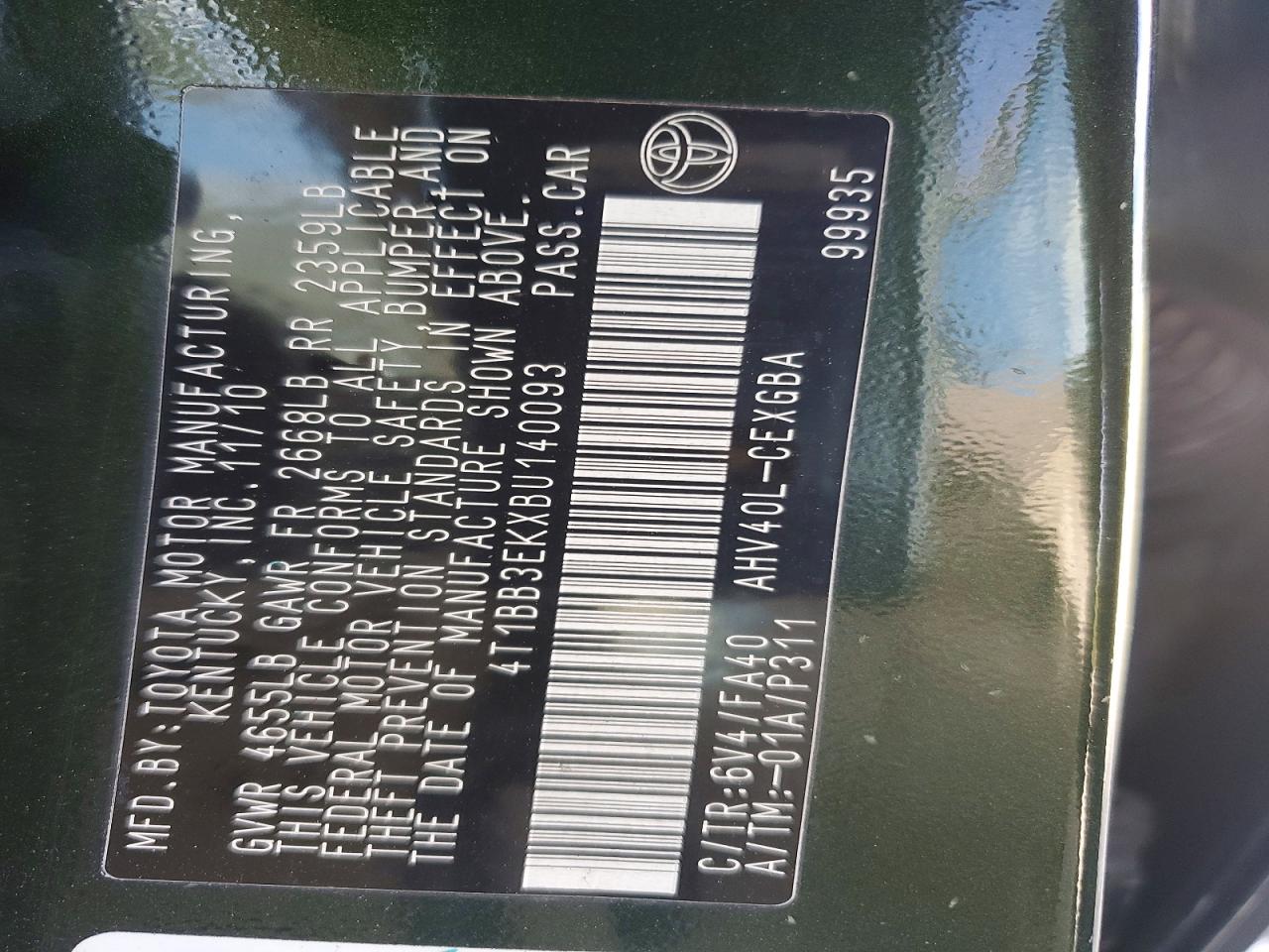 2011 TOYOTA CAMRY