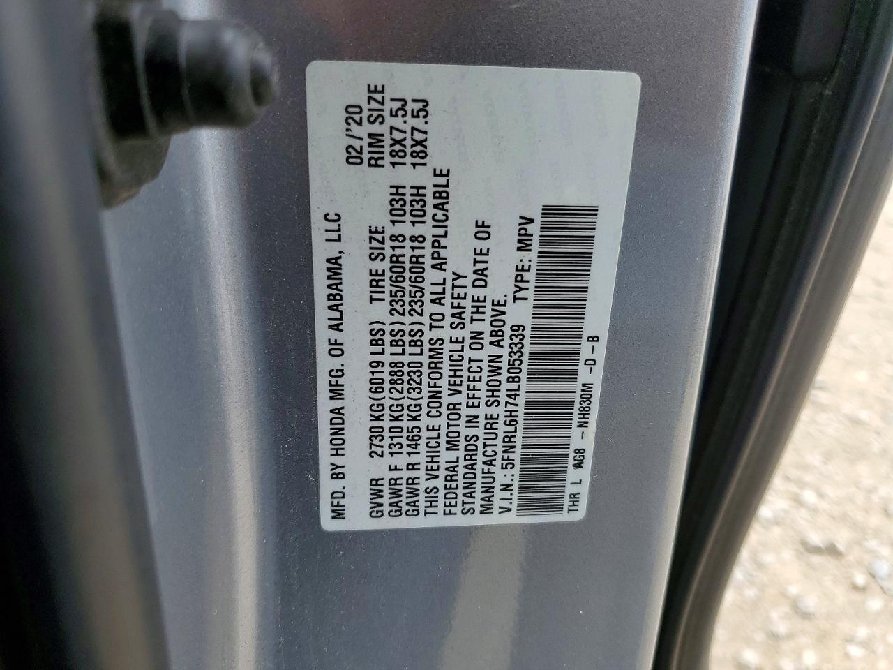 2020 HONDA ODYSSEY