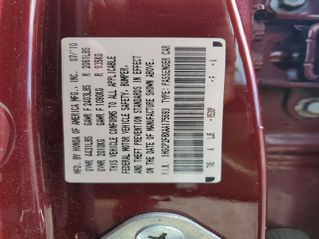 2010 HONDA ACCORD