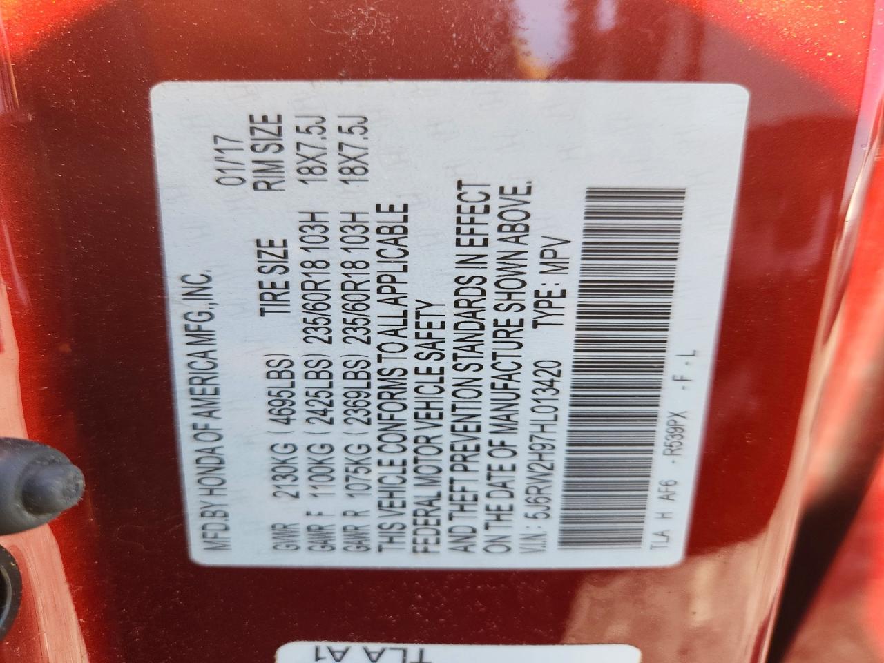 2017 HONDA CRV