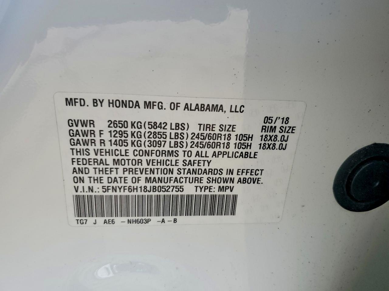 2018 HONDA PILOT