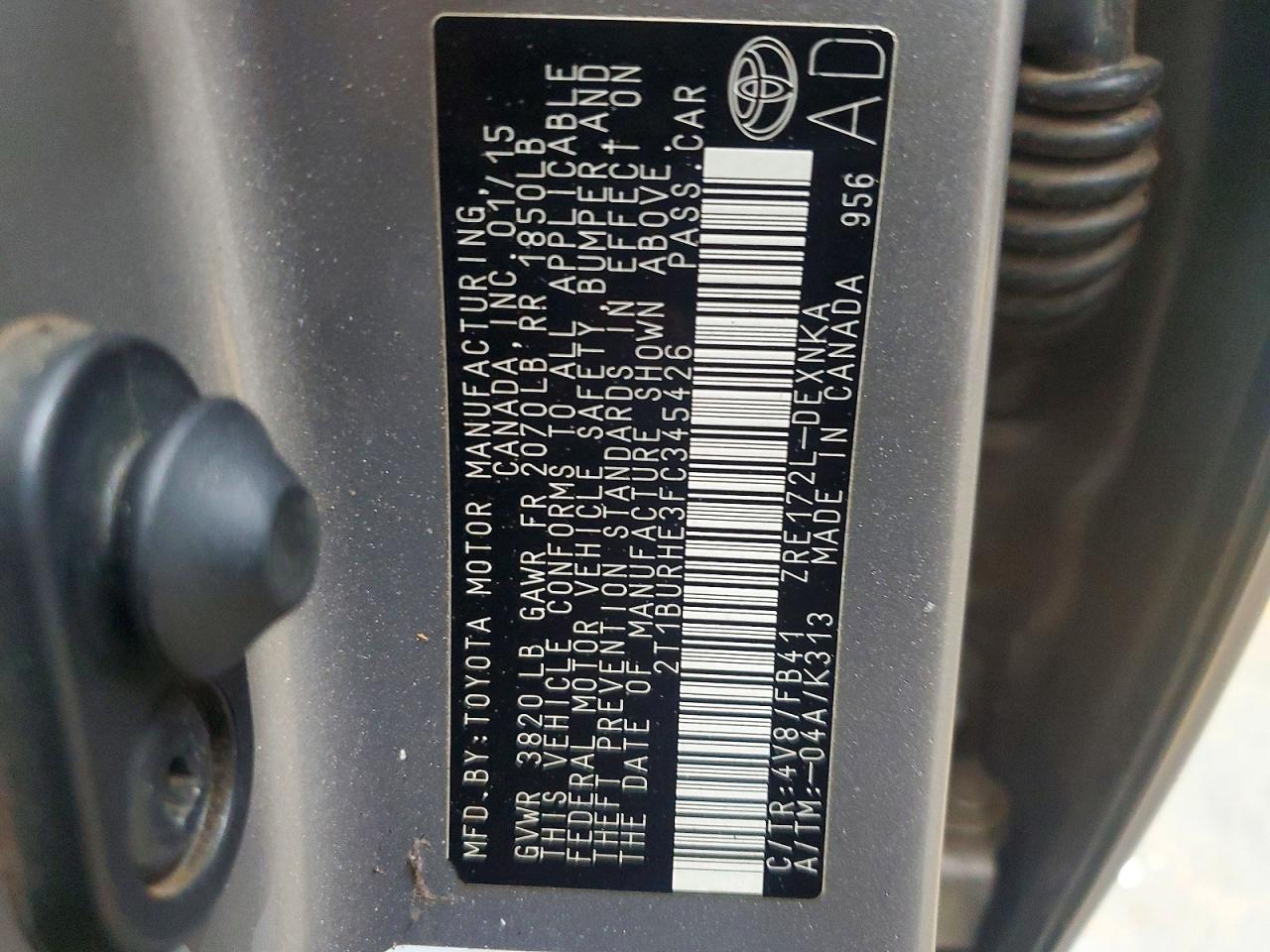 2015 TOYOTA COROLLA