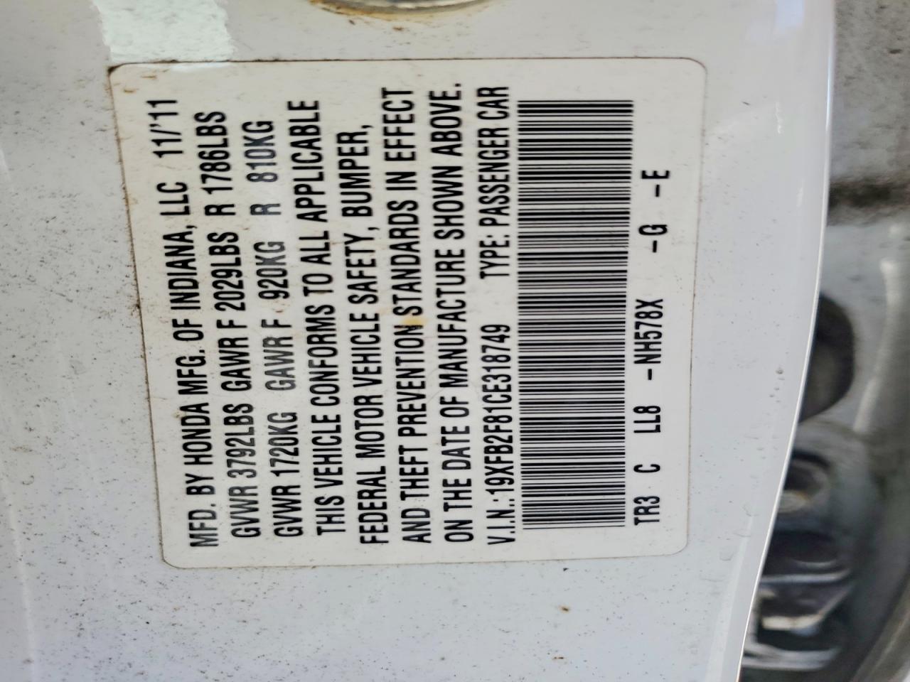 2012 HONDA CIVIC