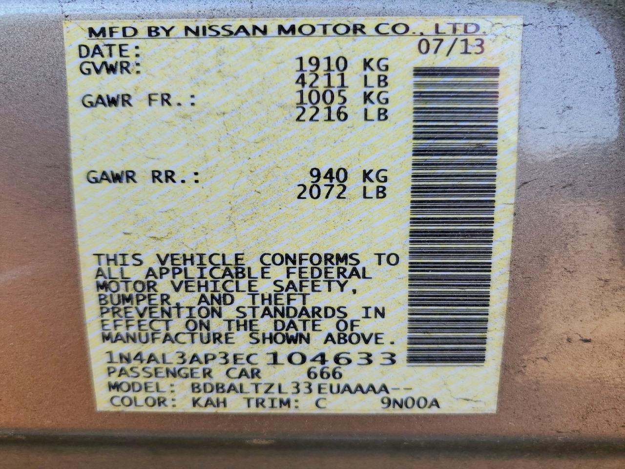 2014 NISSAN ALTIMA
