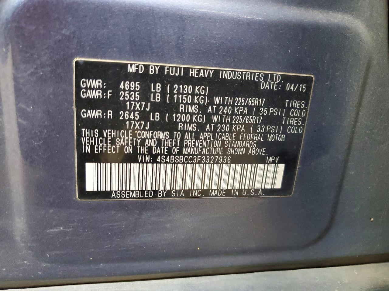 2015 SUBARU OUTBACK