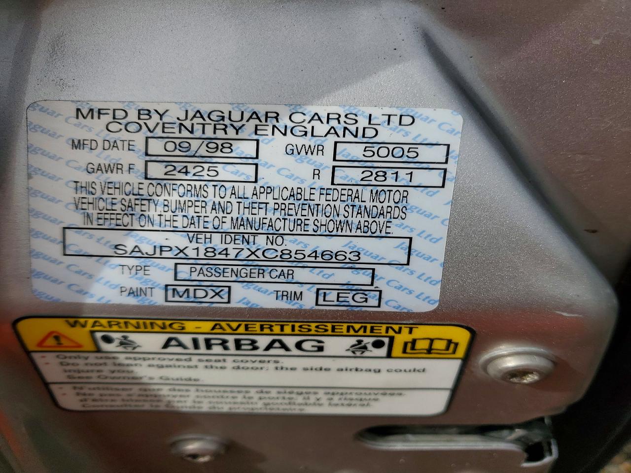 1999 JAGUAR XJR