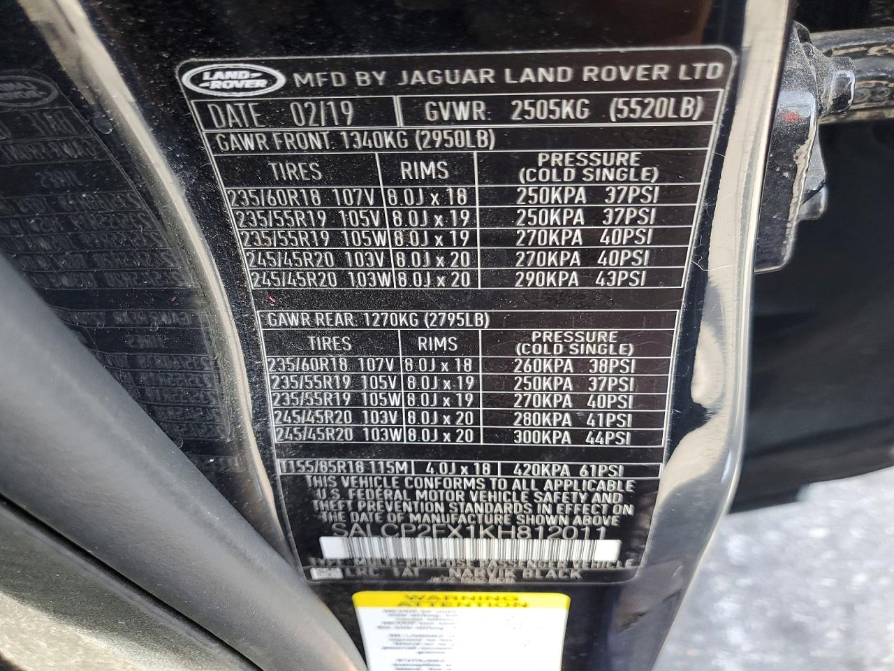 2019 LAND ROVER DISCOVERY