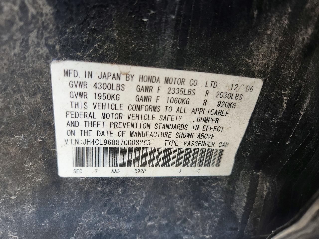2007 ACURA TSX