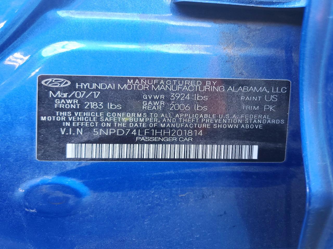 2017 HYUNDAI ELANTRA