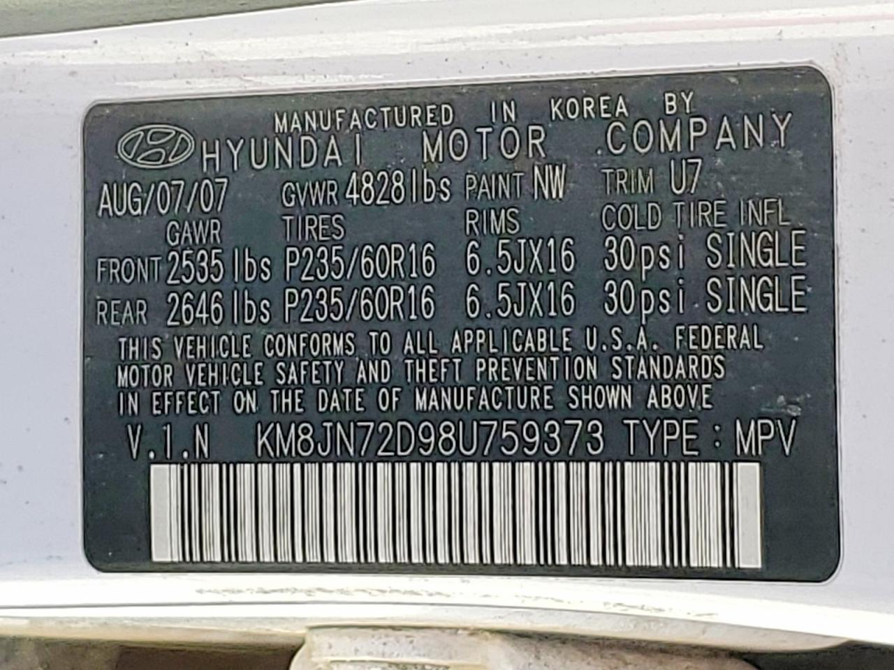2008 HYUNDAI TUCSON