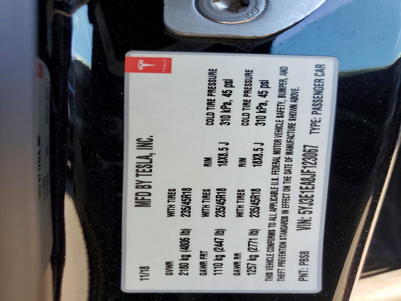 2018 TESLA MODEL 3