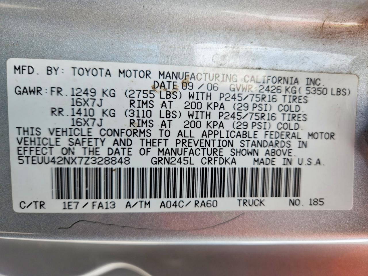 2007 TOYOTA TACOMA