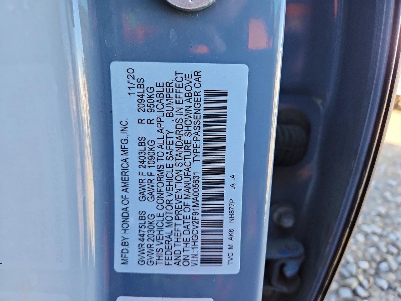 2021 HONDA ACCORD
