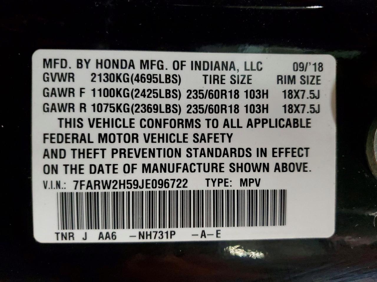 2018 HONDA CRV