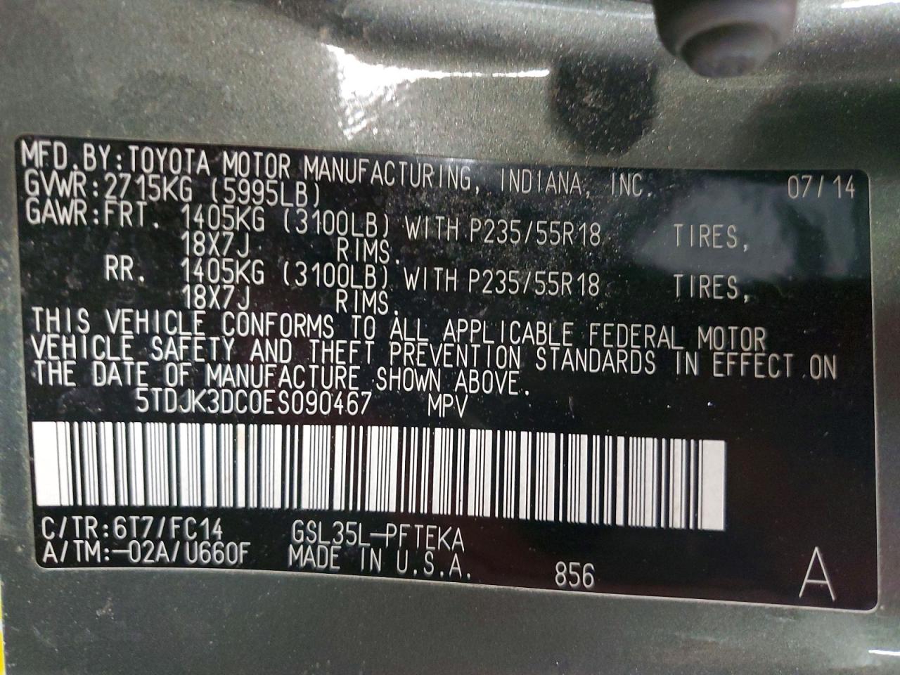 2014 TOYOTA SIENNA