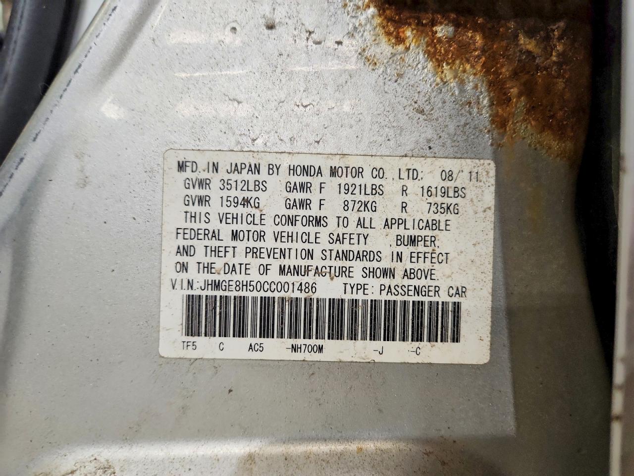 2012 HONDA FIT