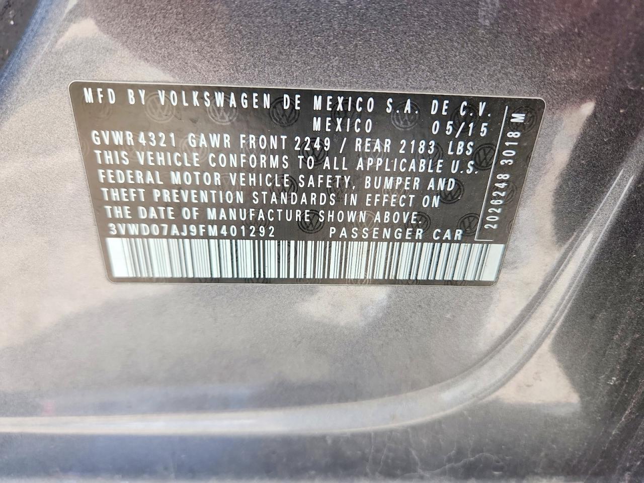 2015 VOLKSWAGEN JETTA