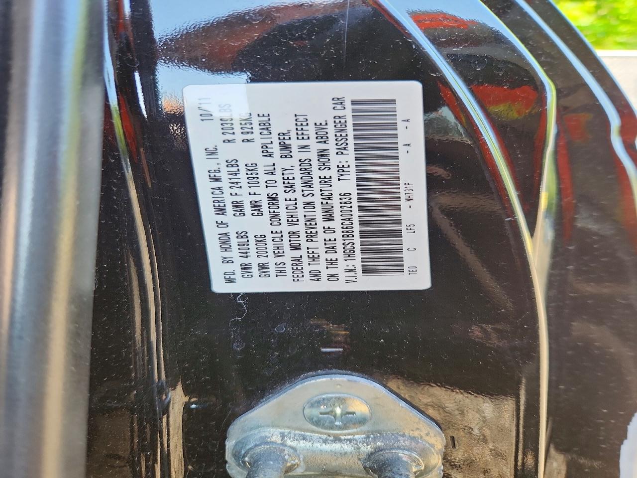 2012 HONDA ACCORD