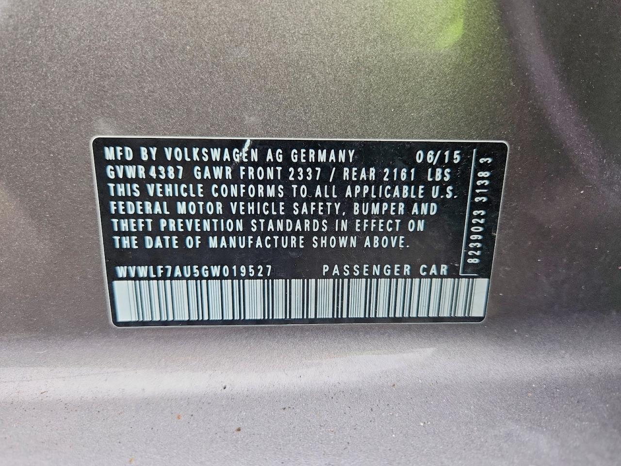 2016 VOLKSWAGEN GOLF