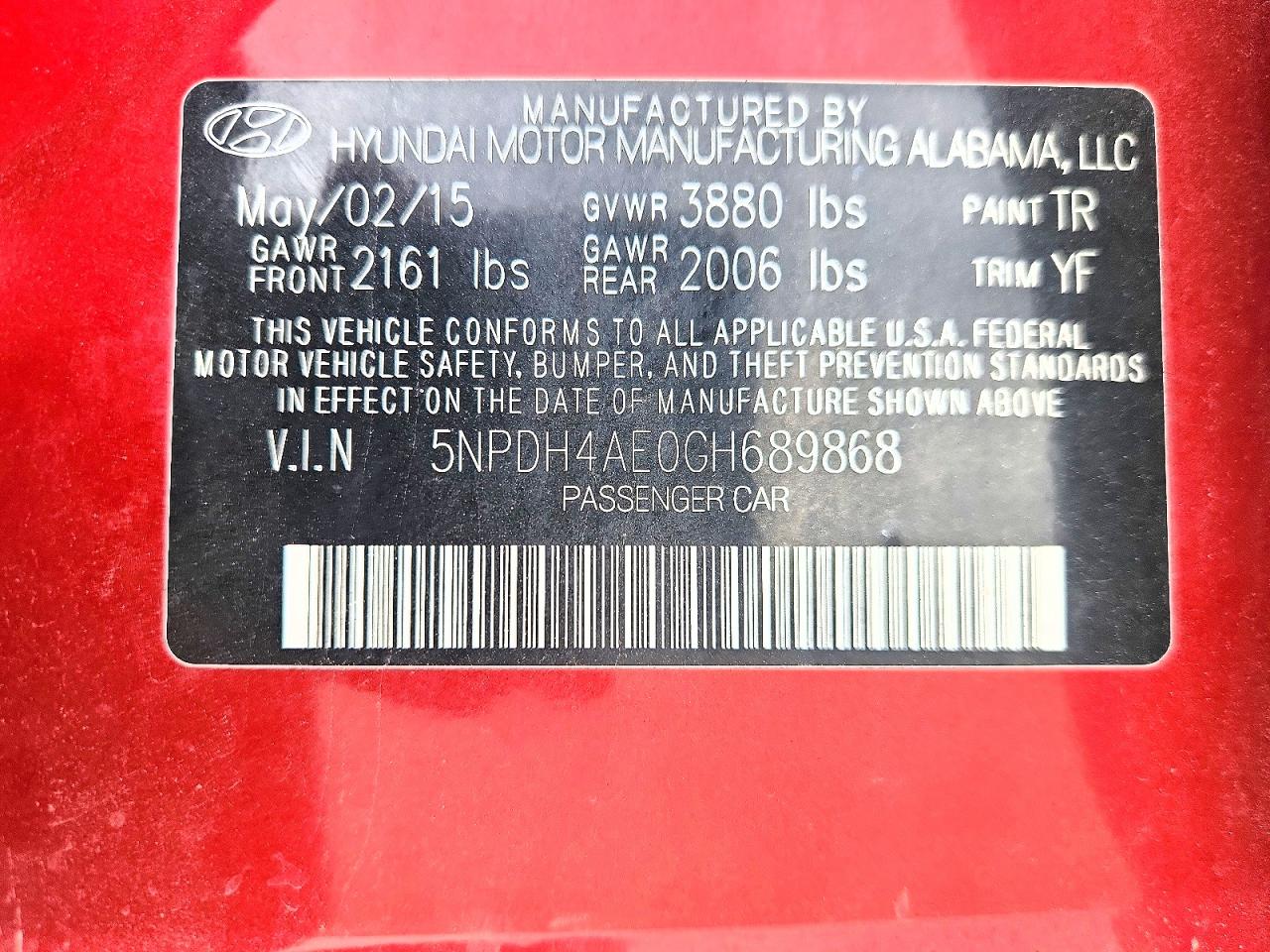 2016 HYUNDAI ELANTRA