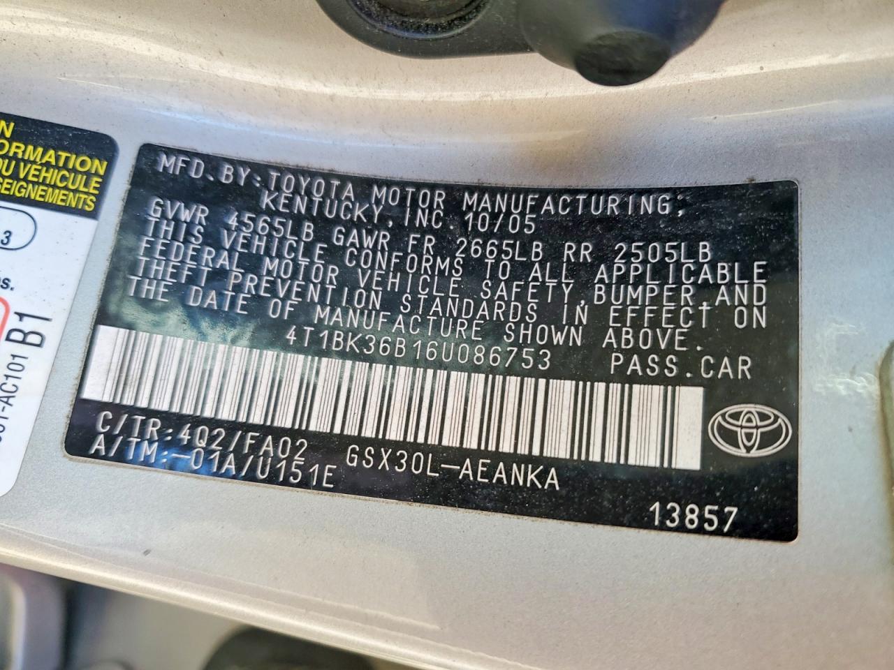 2006 TOYOTA AVALON