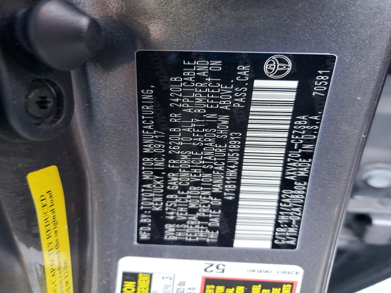 2018 TOYOTA CAMRY