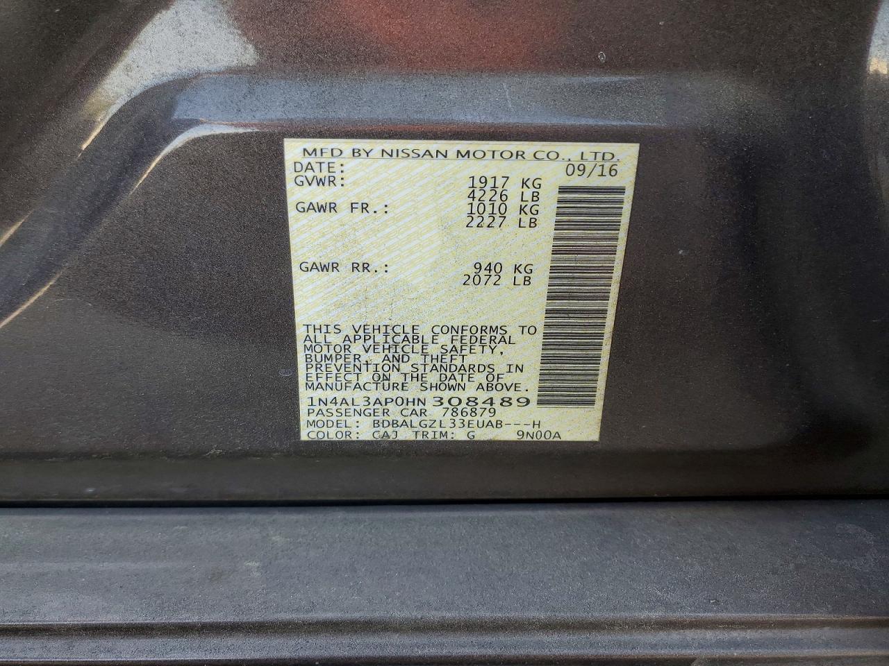 2017 NISSAN ALTIMA