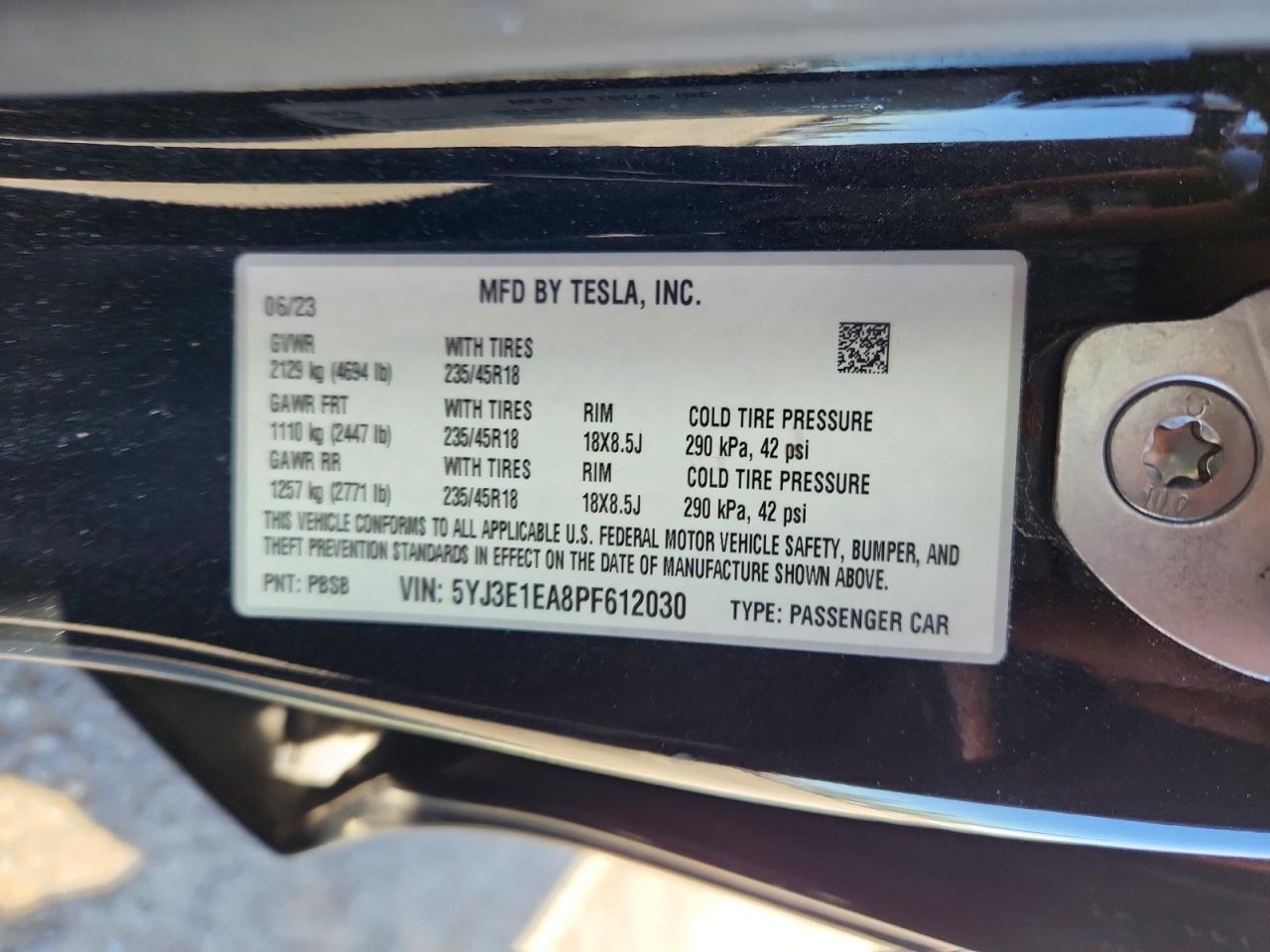 2023 TESLA MODEL 3