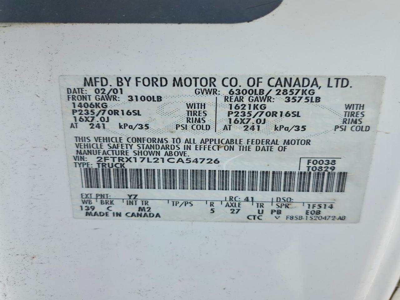 2001 FORD F150