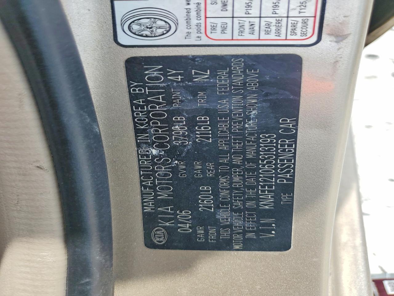 2006 KIA SPECTRA