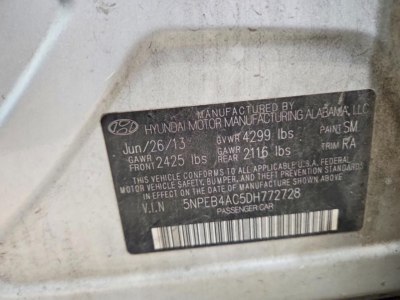2013 HYUNDAI SONATA