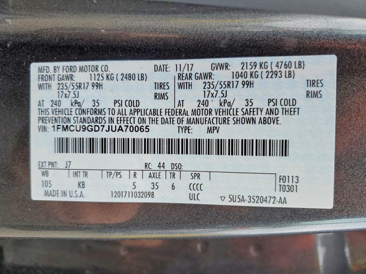 2018 FORD ESCAPE