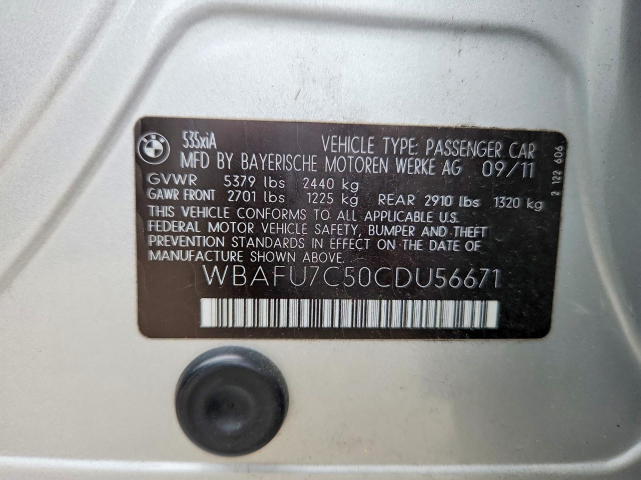 2012 BMW 5 SERIES