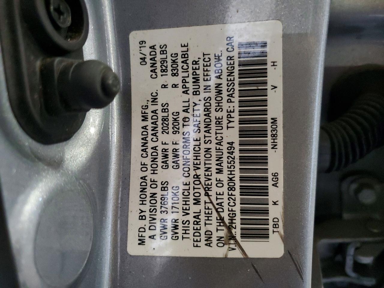 2019 HONDA CIVIC