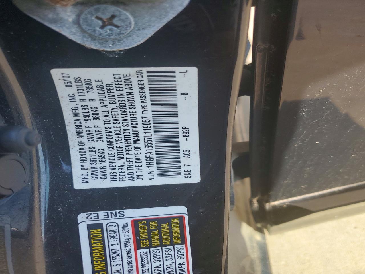 2007 HONDA CIVIC