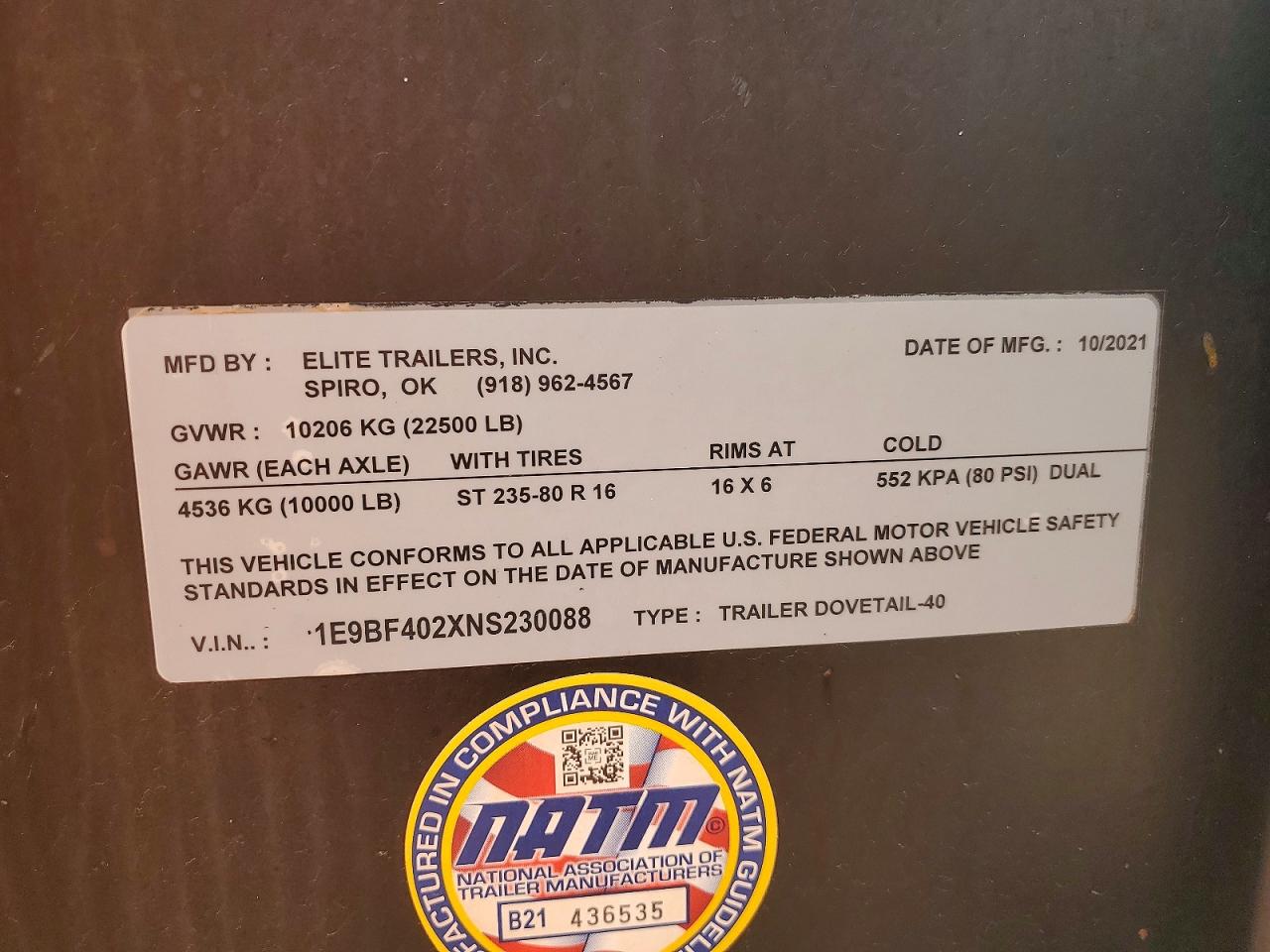 2022 ELITE TRAILER
