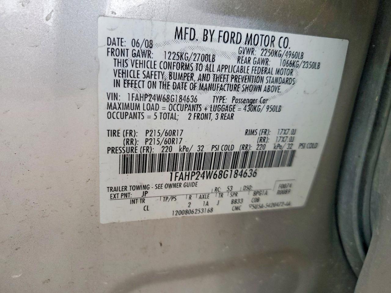 2008 FORD TAURUS