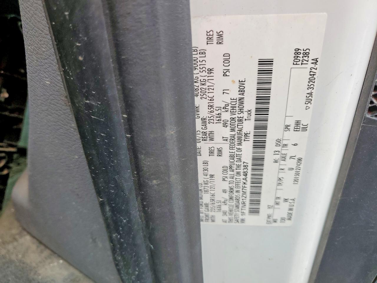 2015 FORD TRANSIT
