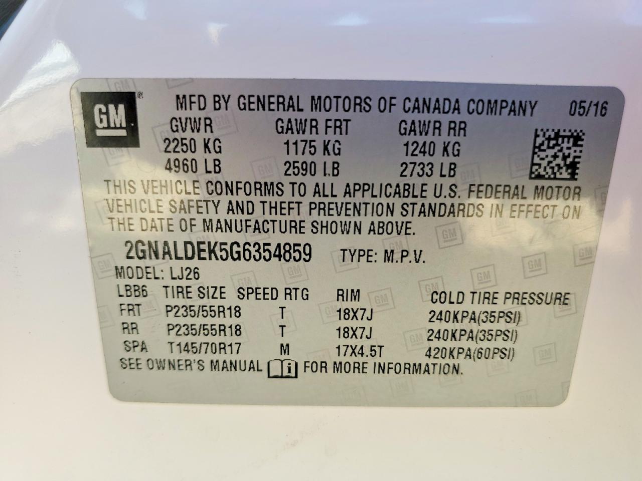 2016 CHEVROLET EQUINOX