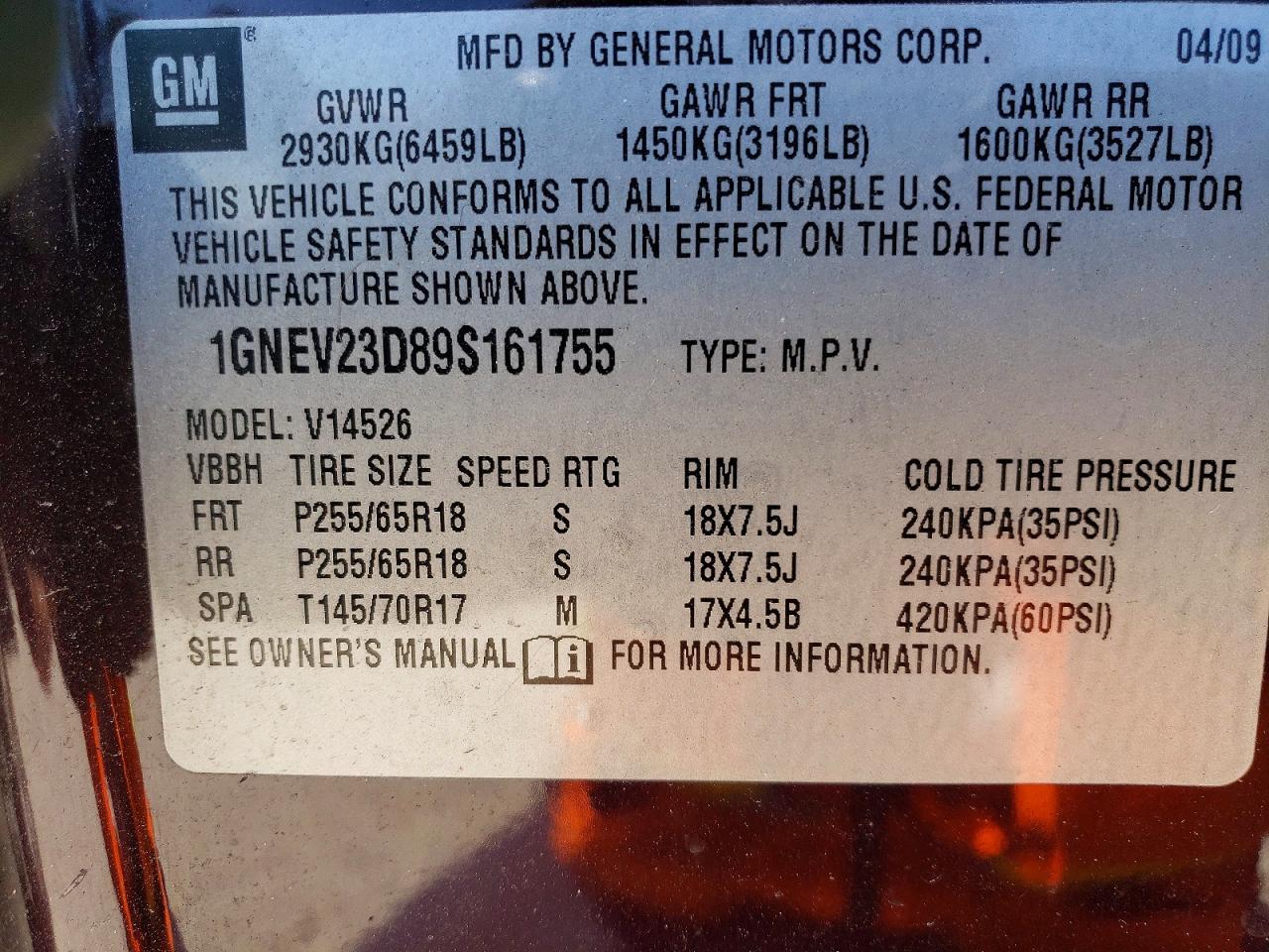 2009 CHEVROLET TRAVERSE
