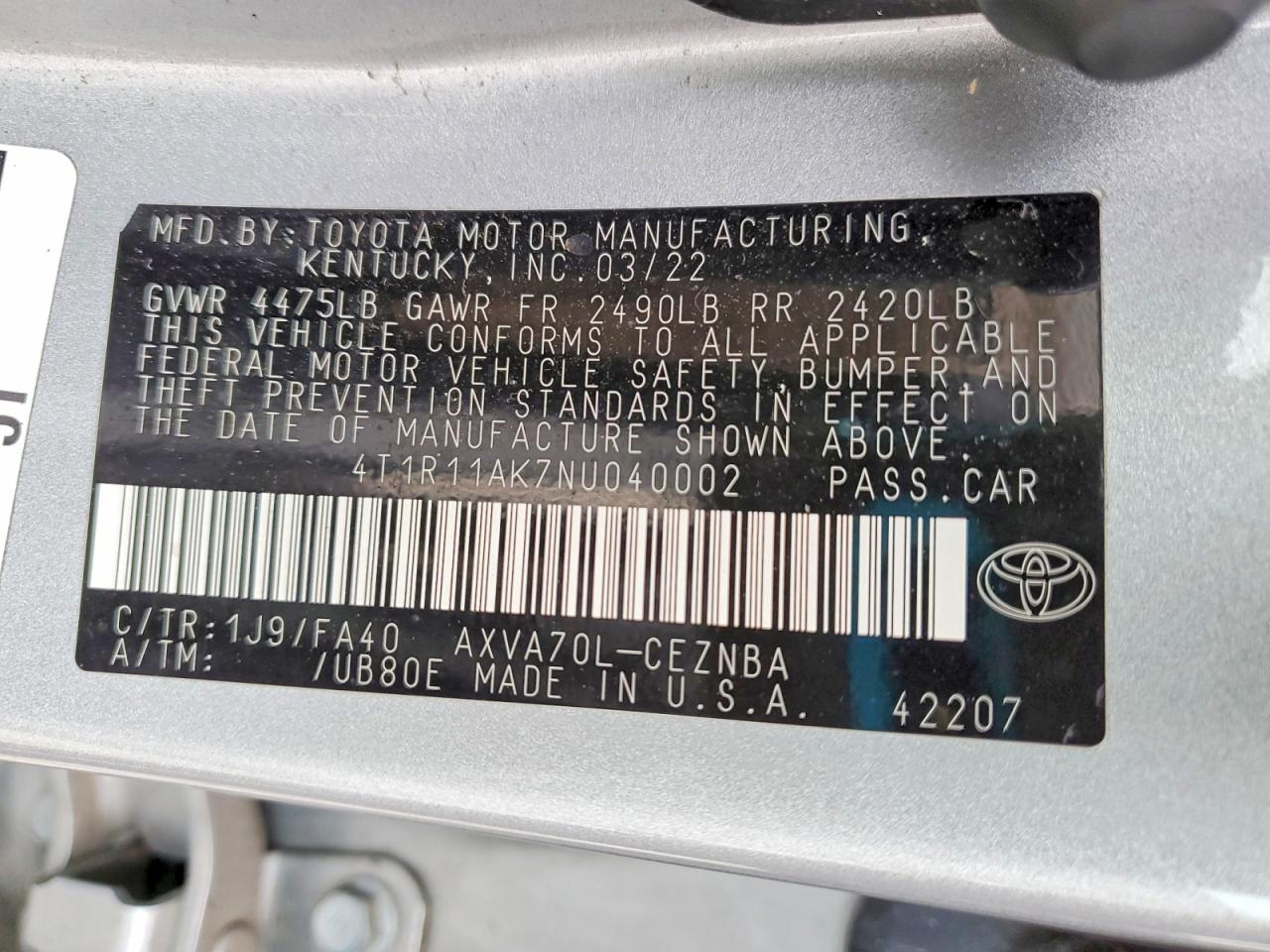 2022 TOYOTA CAMRY