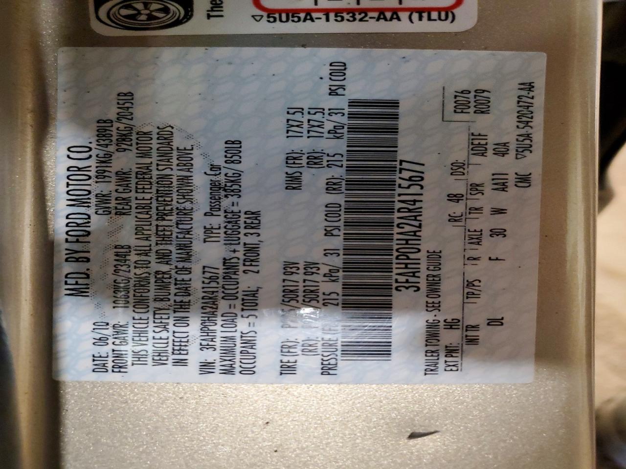 2010 FORD FUSION