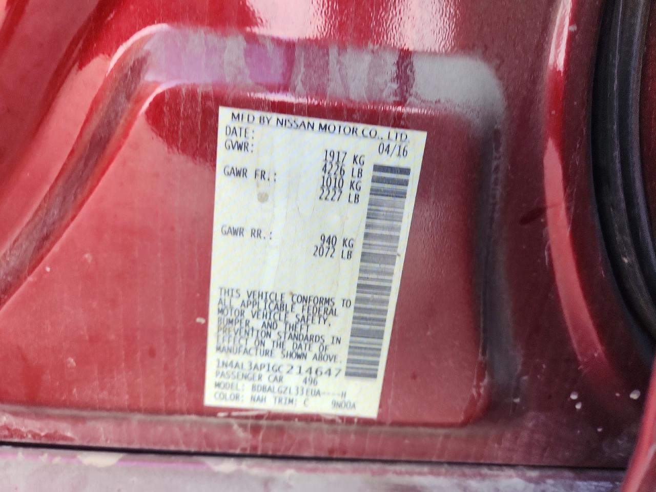 2016 NISSAN ALTIMA