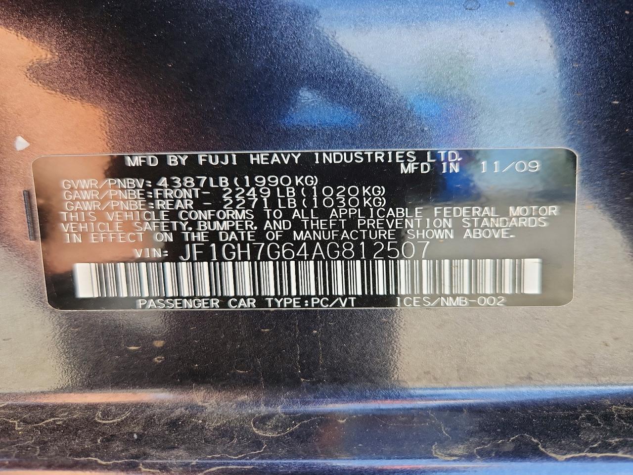 2010 SUBARU WRX