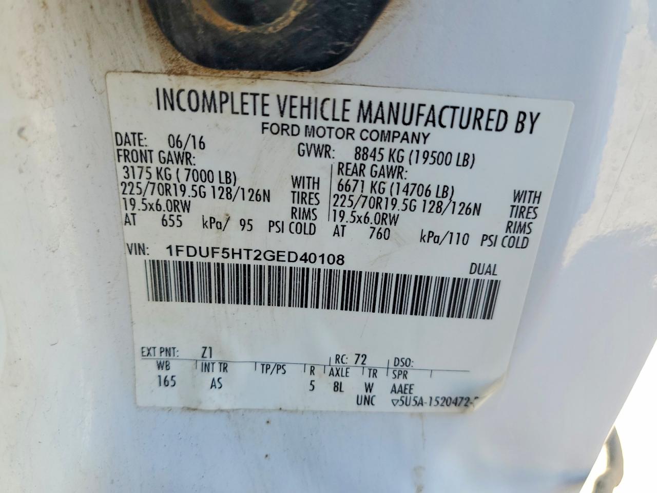 2016 FORD F550